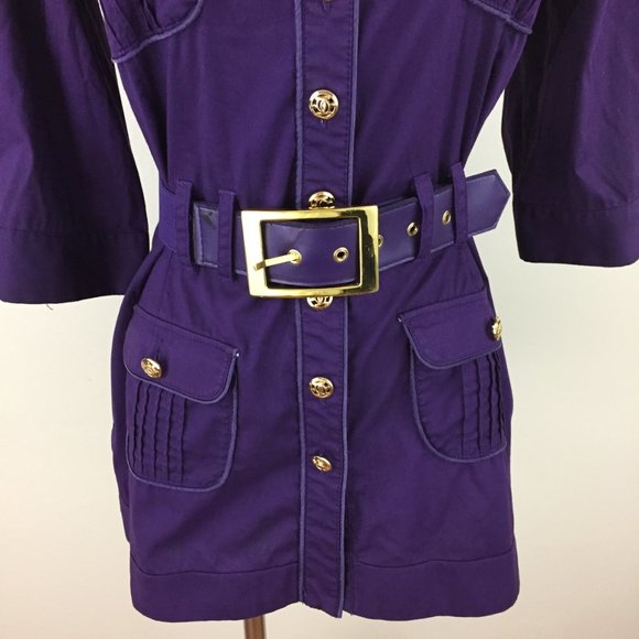 BEBE Gold logo hardware belted button shirt - Picture 8 of 10